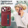 iPhone 15 Crossbodys Card Bag Ring Holder Leather Phone Case - Red