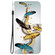 iPhone 15 Crystal Texture Colored Drawing Leather Phone Case - Gold Butterfly Feathers