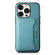 iPhone 15 Denior Cowhide Texture Leather MagSafe Detachable Wallet Phone Case - Blue