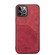iPhone 15 Denior PU Dual Card Slot Back Cover Phone Case - Red