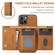 iPhone 15 DG.MING M1 Series 3-Fold Multi Card Wallet Leather Phone Case - Brown