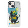 iPhone 15 Double Layer Color Silver Series Animal Oil Painting Phone Case - Angry Cat