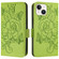iPhone 15 Embossed Rose RFID Anti-theft Leather Phone Case - Green