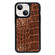 iPhone 15 Exclusive Design Style PC Full Coverage Pattern Phone Case - Brown Crocodile Texture