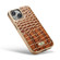 iPhone 15 Fierre Shann Crocodile Texture Electroplating PU Phone Case - Brown