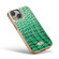 iPhone 15 Fierre Shann Crocodile Texture Electroplating PU Phone Case - Green