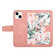 iPhone 15 Floral Pattern Leather Phone Case with Lanyard - Pink