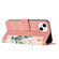iPhone 15 Floral Pattern Leather Phone Case with Lanyard - Pink