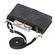 iPhone 15 Geometric Zipper Wallet Side Buckle Leather Phone Case with Crossbody Lanyard - Black