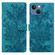 iPhone 15 Lace Floral Embossed Magnetic Buckle PU Phone Case With Wrist Strap - Green