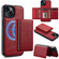 iPhone 15 LC.IMEEKE L5 Series Detachable RFID Card Bag Magsafe Phone Case - Red