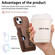 iPhone 15 Litchi Leather Oil Edge Ring Card Back Phone Case - Brown
