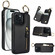 iPhone 15 Litchi Texture Zipper Double Buckle Card Bag Phone Case - Black