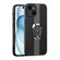 iPhone 15 Magnetic Litchi Leather Back Phone Case with Holder - Black