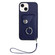 iPhone 15 Organ Card Bag Ring Holder PU Phone Case with Lanyard - Blue