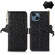 iPhone 15 Ostrich Pattern Genuine Leather RFID Phone Case - Black