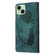 iPhone 15 Pen Heart Cat Embossed Leather Phone Case - Green