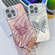 iPhone 15 Plating Glitter Lens Film Texture Butterfly Holder Wristband Phone Case - White Feather Yarn