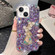 iPhone 15 Plum Blossom Handmade Diamond Inlay PC Phone Case - Purple