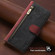 iPhone 15 POLA Dual-color Zipper Wallet RFID Leather Phone Case - Red Black