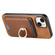 iPhone 15 Retro Cross Leather Card Bag MagSafe Phone Case - Brown