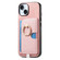 iPhone 15 Retro Cross Leather Ring Side Insert Card Bag MagSafe Phone Case - Pink