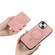iPhone 15 Retro Cross Leather Ring Side Insert Card Bag MagSafe Phone Case - Pink