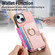 iPhone 15 Retro Cross Leather Ring Side Insert Card Bag MagSafe Phone Case - Pink