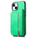 iPhone 15 Retro MagSafe Zipper Wallet Card Bag Back Phone Case - Green