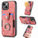 iPhone 15 Retro Skin-feel Ring Card Wallet Phone Case - Pink
