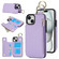 iPhone 15 RFlD Anti-theft Double Buckle Ring Zipper Card Phone Case - Purple
