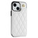 iPhone 15 Rhombic Dual Buckle Card Slots Phone Case with Lanyard - White