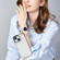 iPhone 15 Rhombic Dual Buckle Card Slots Phone Case with Lanyard - White