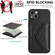 iPhone 15 Rhombic Texture Card Bag RFID Phone Case with Long Lanyard - Black