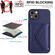 iPhone 15 Rhombic Texture Card Bag RFID Phone Case with Long Lanyard - Blue