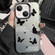iPhone 15 Silver Painting PC Hybrid TPU Phone Case - Ink Butterfly Black