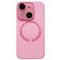 iPhone 15 Small Window Acrylic Glass Lens MagSafe Silicone Phone Case - Rose Pink
