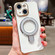 iPhone 15 Solid Color Electroplated Metal Holder Phone Case - Silver White