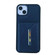 iPhone 15 Solid Color Metal Buckle Card Slots Bag Phone Case - Blue