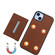 iPhone 15 Solid Color Metal Buckle Card Slots Bag Phone Case - Brown