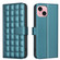 iPhone 15 Square Texture Leather Phone Case - Green