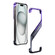 iPhone 15 S-shaped Stand Frameless Metal Phone Case - Black Purple