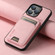 iPhone 15 Suteni H02 Litchi Leather Card Wallet Stand Back Phone Case - Pink
