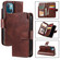 iPhone 15 Tri-Fold 9-Card Wallets Leather Phone Case - Brown