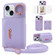 iPhone 15 VIETAO Ring Holder Card Bag Phone Case with Lanyard - Purple