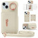 iPhone 15 VIETAO Ring Holder Card Bag Phone Case with Lanyard - White