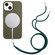 iPhone 15 Wheat MagSafe Magnetic Straw Material + TPU Phone Case with Lanyard - Army Green