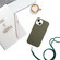 iPhone 15 Wheat MagSafe Magnetic Straw Material + TPU Phone Case with Lanyard - Army Green