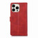 iPhone 15 Wristband Card Slot Leather Phone Case - Red