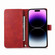 iPhone 15 Wristband Card Slot Leather Phone Case - Red